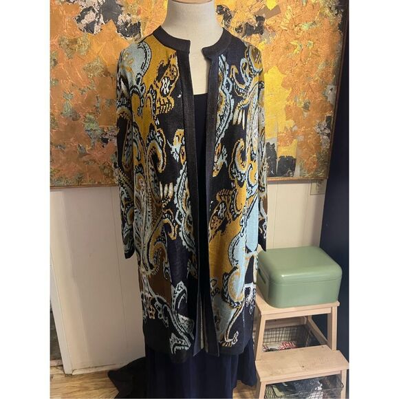 Gorgeous Belldini Long Open Paisley Knit Duster Cardigan 2X - Picture 1 of 7